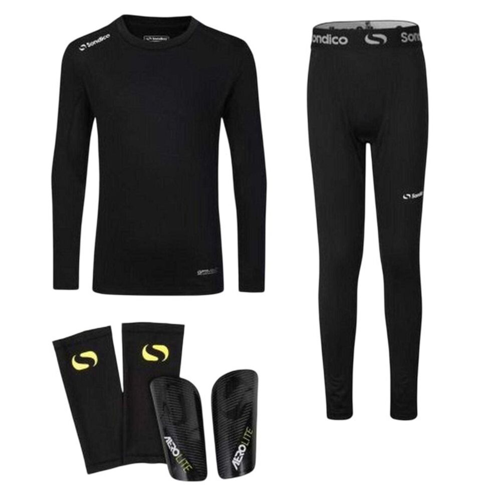 Sondico Childrens/Kids Bundle Base Layer Set / Black